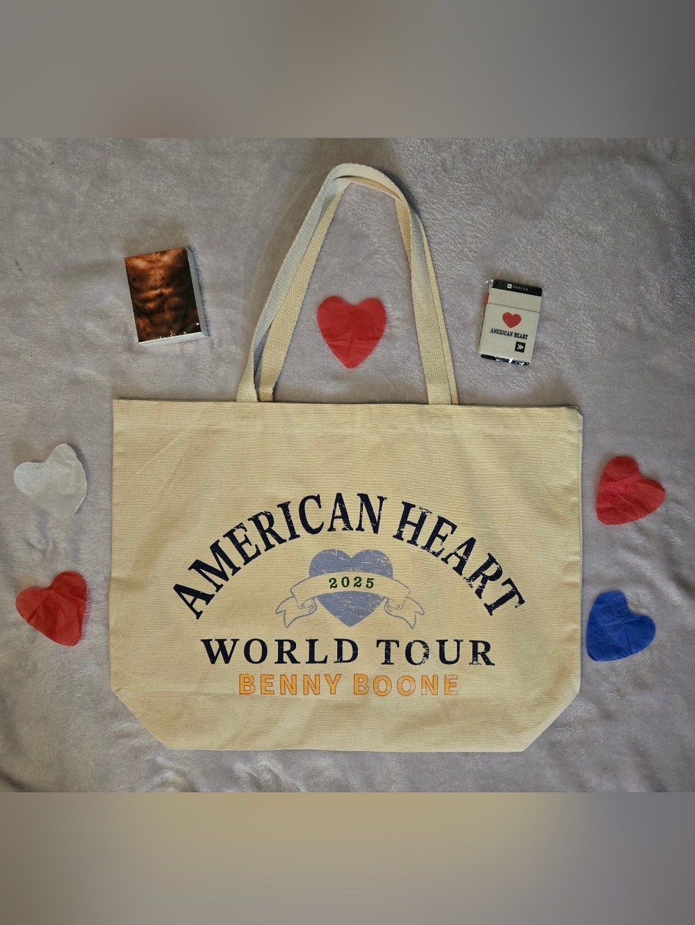 Benson Boone VIP Package American Heart Tour 2025 Tote Cards Keychain Confetti